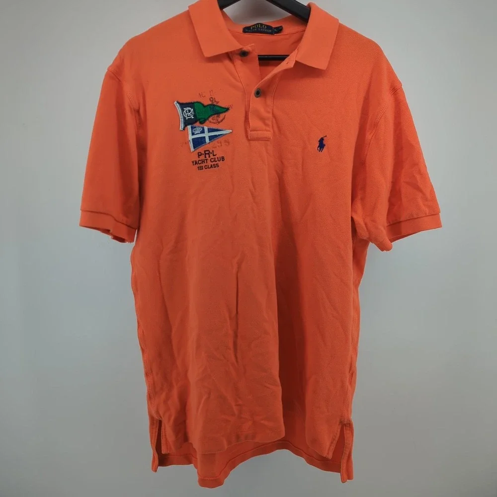 Polo Ralph Lauren Yacht Club Men's‎ Large Polo Shirt Orange Preppy PRL